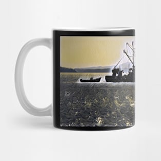 Sunrise Fishing Ship Mug